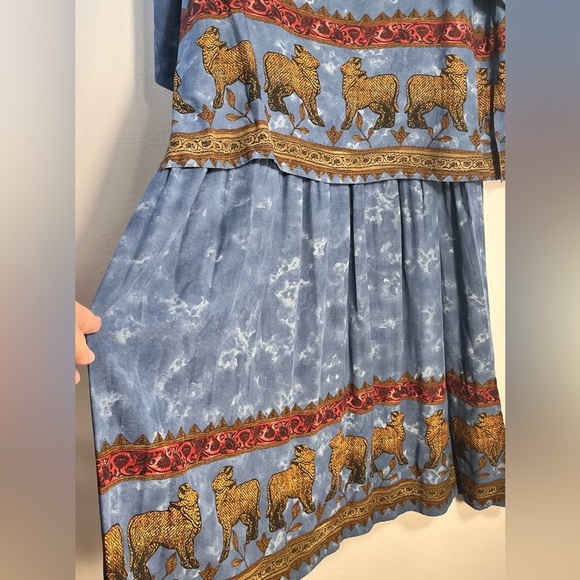 Vintage Platinum by Dorothy Schoelen boho animal print shoulder pads maxi dress - Picture 4 of 9